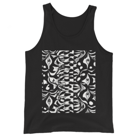 Ghoulish Gaze Tank Top – Black and White Print Pattern