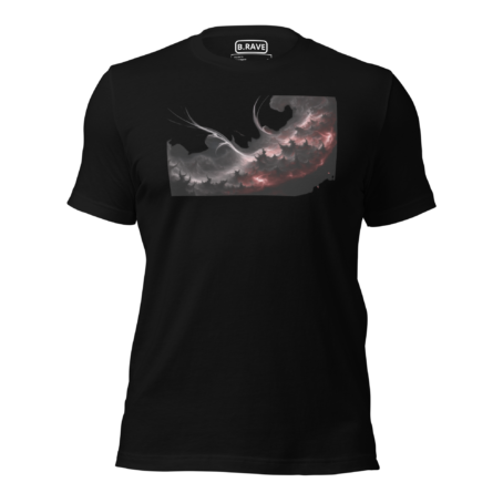 Red fractals – No background – Unisex staple eco t-shirt - Image 4